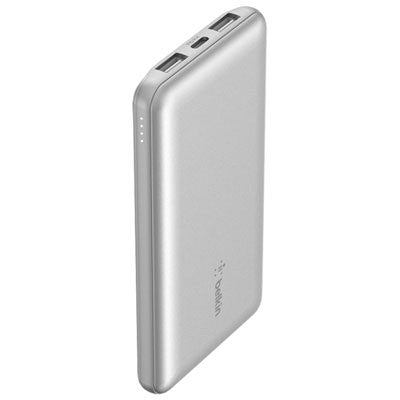 Belkin BoostCharge USB-C Portable Charger 10000mAh Power Bank, 1 USB-C Port and 2 USB-A Ports & Included USB-C to USB-A Cable for iPhone 16/15/14/13 Series, Samsung S24 & More -Silver Belkin BoostCharge USB-C Portable Charger 10000mAh Power Bank, 1 USB-C Port and 2 USB-A Ports & Included USB-C to USB-A Cable for iPhone 16/15/14/13 Series, Samsung S24 & More -Silver